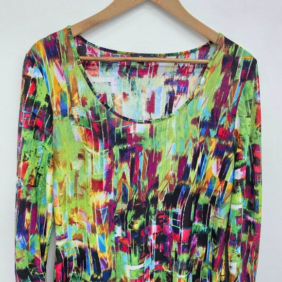 Milano Tunic Top Womens Size M Multicolor Abstract Print Scoop Neck Artsy Retro - Picture 7 of 13